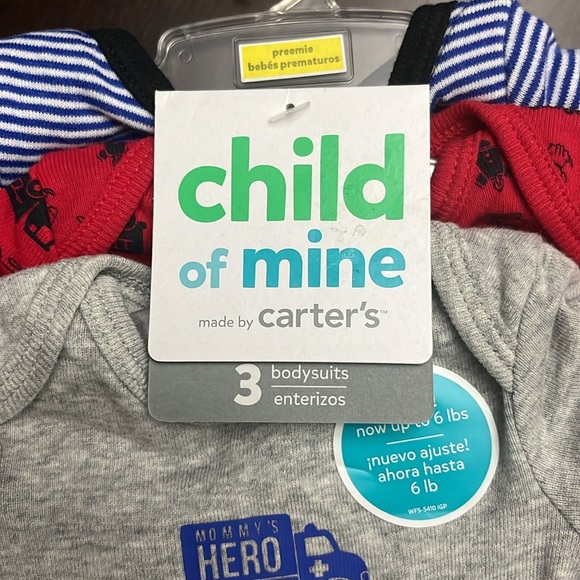 Baby boy bodysuits (3 pieces) -Child of mine Carter’s - Size Preemie- NWT - Picture 4 of 5
